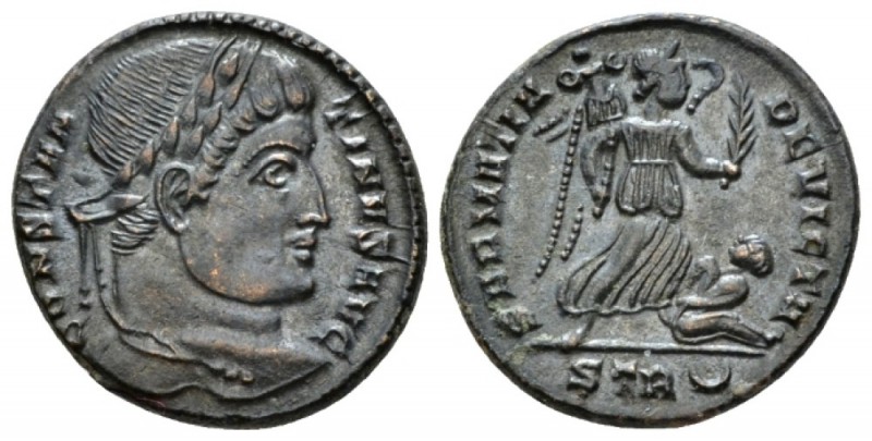 Constantine I, 307-337 Follis Trier 323-324, Æ 17mm., 3.57g. Laureate head r. Re...