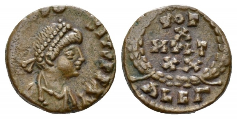 Arcadius, 383-408 Æ Alexandria 383-408, Æ 11mm., 1.38g. Diademed, draped and cui...