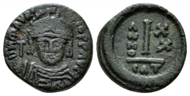 Maurice Tiberius, 582-602 Decanummo Catania 601-602 (year 20), Æ 14.5mm., 2.67g....