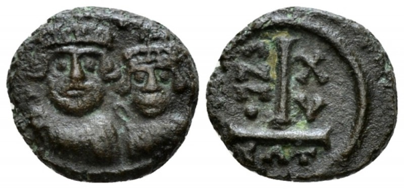 Heraclius, 610-641 Decanummus Catana 624-625 (year 15), Æ 15mm., 3.20g. Facing c...