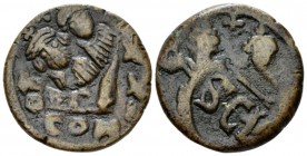 Heraclius, 610-641 Follis Siracusa 632-640, Æ 24.5mm., 9.01g. Facing busts of Heraclius bearded and Heraclius Constantine, beardless, both wearing cro...