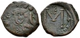 Constans II, 641-668 Follis Siracusa 644-647, Æ 25.5mm., 5.76g. Beardless bust facing, wearing crown and clamys, holding globus cruciger in r. hand. R...