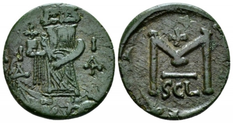 Constans II, 641-668 Follis Siracusa 652-653 (year 11), Æ 20.5mm., 3.93g. Consta...