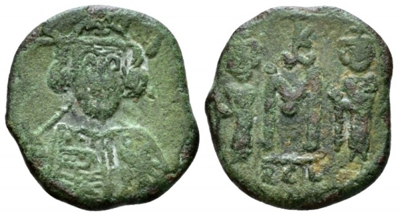 Constantine IV, 668-685 Follis Siracusa 668-674, Æ 20mm., 3.98g. Helmeted and cu...