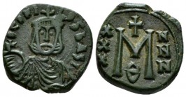 Theophilus, 829-842 Follis Siracusa 830-842, Æ 18mm., 4.60g. Bsu facing with short beard, wearing crown and clamys and holding globus cruciger. Rev. L...