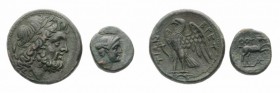 Monete della Magna Grecia - Bruttium - Magna Graecia coins 
Lega dei Bretti - AE 23 databile al periodo 211-208 a.C. - Diritto: testa laureata di Zeu...