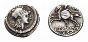 Monete Romane Repubblicane - Roman republican coins 
Denaro al nome L.TORQVA Q databile al 113-112 a.C. - Zecca: Roma - gr. 3,79 (Bab. (Manlia) n. 2)...