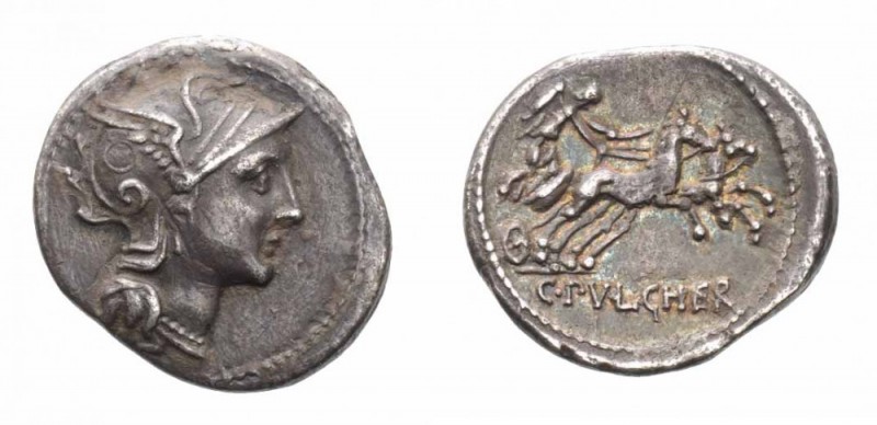 Monete Romane Repubblicane - Roman republican coins 
Denaro al nome C.PVLCHER d...