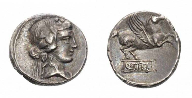Monete Romane Repubblicane - Roman republican coins 
Denaro al nome Q.TITI data...