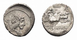 Monete Romane Repubblicane - Roman republican coins 
Denaro al nome L.IVLI BVRSIO databile all’85 a.C. - Zecca: Roma - gr. 4,14 (Bab. (Julia) n. 5) (...