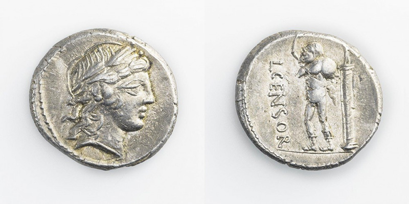 Monete Romane Repubblicane - Roman republican coins 
Denaro al nome L.CENSOR da...