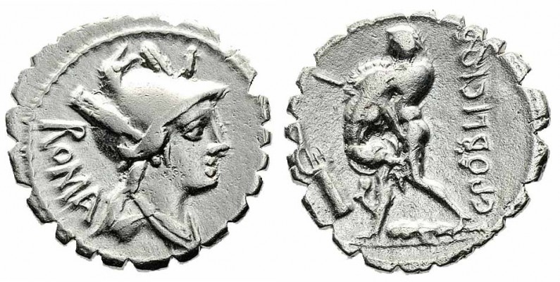 Monete Romane Repubblicane - Roman republican coins 
Denaro al nome C.POBLICI Q...
