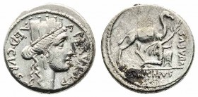 Monete Romane Repubblicane - Roman republican coins 
Denaro al nome A.PLAVTIVS AED.CVR databile al 55 a.C. - Zecca: Roma - Rovescio: - gr. 4,06 (Bab....