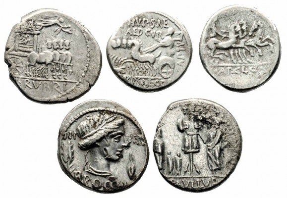 Monete Romane Repubblicane - Roman republican coins 
Insieme di cinque Denari -...