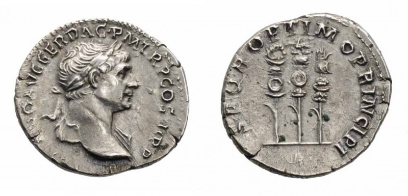 Monete Romane Imperiali - Traiano - Imperial Roman coins 
Denaro databile al pe...