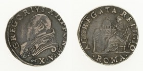 Monete di Zecche Italiane - Stati Pontifici - Coins from Italian mints 
Gregorio XIII (1572-1585) - Testone - Zecca: Roma - gr. 9,41 - Non comune (C....