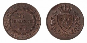 Monete Regno di Sardegna - Vittorio Emanuele II - Kingdom of Sardinia coins 
Governo provvisorio delle Province dell’Emilia - 3 Centesimi 1826 SSZ - ...