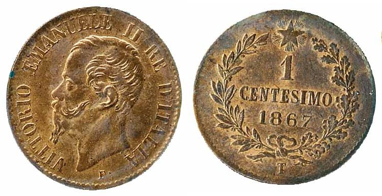 Monete Regno d’Italia - Vittorio Emanuele II - Kingdom of Italy coins 
1 Centes...