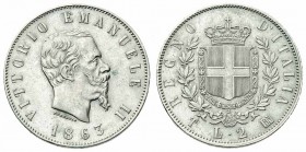 Monete Regno d’Italia - Vittorio Emanuele II - Kingdom of Italy coins 
2 Lire Stemma 1863 - Zecca: Torino - In lotto con un 10 Lire 1927 (Bol. n. R6)...