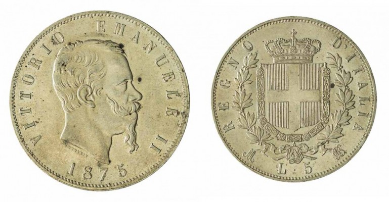 Monete Regno d’Italia - Vittorio Emanuele II - Kingdom of Italy coins 
5 Lire 1...