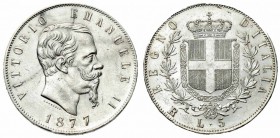 Monete Regno d’Italia - Vittorio Emanuele II - Kingdom of Italy coins 
5 Lire 1877 - Zecca: Roma - Di qualità molto buona (Bol. n. R8) (Gig. n. 52) (...
