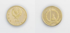 Monete Europa - Albania - Europe coins 
Repubblica (dal 1946) - 20 Leke 1970 - Soli 500 esemplari coniati (Friedb. n. 22) - Oro