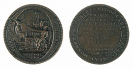Monete Europa - France - Europe coins 
Periodo Rivoluzionario - Medaglia/Gettone da 5 Soldi 1792 Anno IV - Zecca: Parigi - gr. 27,68 - Di buona quali...