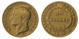 Monete Europa - France - Europe coins 
Napoleone I Imperatore (1804-1815) - 40 Franchi Anno 13° - Zecca: Parigi (Friedb. n. 481) (Gad. n. 1081) - Oro...