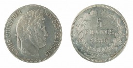 Monete Europa - France - Europe coins 
Luigi Filippo (1830-1848) - 5 Franchi 1844 - Zecca: Parigi - Di qualità molto buona - In lotto con un 5 Franch...