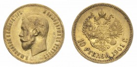 Monete Europa - Russia - Europe coins 
Nicola II (1894-1917) - 10 Rubli 1901 - Zecca: San Pietroburgo (Friedb. n. 179) (Sev. n. 574) - Oro