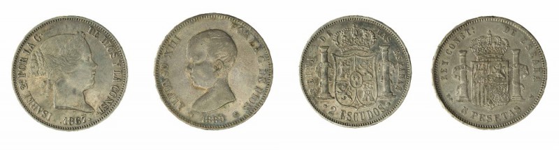 Monete Europa - Spain - Europe coins 
Insieme comprendente un 2 Escudos 1867 e ...
