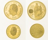 Monete Europa - Spain - Europe coins 
Juan Carlos I (dal 1975) - 100 Euro 2004 e 200 Euro 2008 (Friedb. n. 408 e 421( - Oro