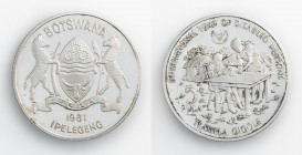 Monete Oltremare - Botswana - Overseas coins 
Repubblica (dal 1966) - 5 Pula 1981 Piedfort (Krause n. P1) - argento