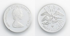 Monete Oltremare - Caribbean States - Overseas coins 
Organizzazione degli Stati dei Caraibi Orientali (dal 1981) - 50 Dollari 1981 Piedfort (Krause ...
