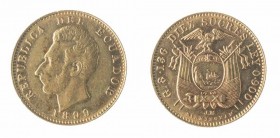 Monete Oltremare - Equador - Overseas coins 
Repubblica (dal 1830) - 10 Sucre 1899 - Zecca: Birmingham (Friedb n. 10) - Oro