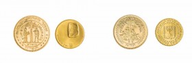 Monete Oltremare - Israel - Overseas coins 
Insieme di una moneta da 20 Lirot 1960 e una medaglia 1958 dal peso di 15 gr. (Friedb. n. 1) - Oro
