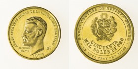 Monete Oltremare - Perù - Overseas coins 
Repubblica (dal 1821) - 50.000 Soles 1979 Antonio Ugarte (Friedb. n. 100) - Oro