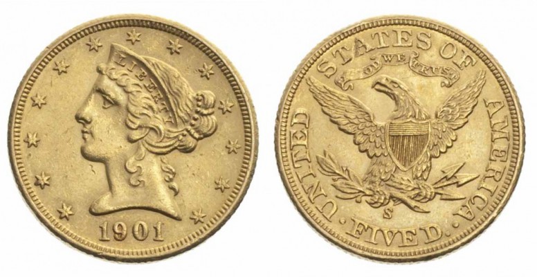 Monete Oltremare - United States of America - Overseas coins 
5 Dolalri “Corone...