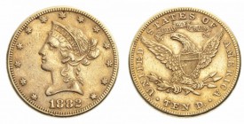 Monete Oltremare - United States of America - Overseas coins 
10 Dollari “Coronet Head” 1882 - Zecca: Filadelfia (Friedb. n. 158) - Oro
