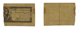 Cartamoneta - Regno di Sardegna - Paper money 
Biglietti di credito verso le Regie Finanze - 100 Lire 15.05.1794 - Rara - Piega centrale, ma di buona...