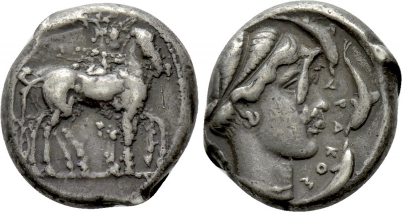 SICILY. Syracuse. Second Democracy (466-405 BC). Tetradrachm. 

Obv: Chariotee...