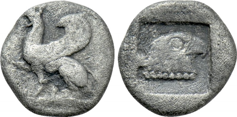 THRACE. Abdera. Obol (Circa 475-450 BC). 

Obv: Griffin sitting left, raising ...