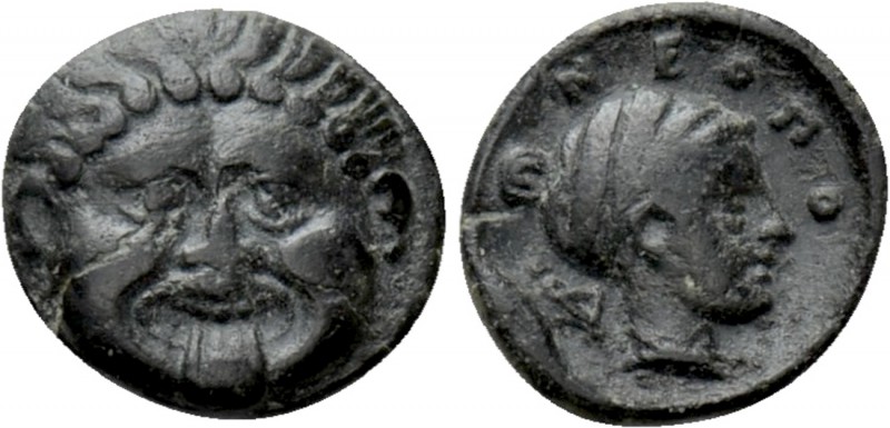 MACEDON. Neapolis. Ae (Circa 375-350 BC). 

Obv: Facing gorgoneion.
Rev: ΝΕΟΠ...