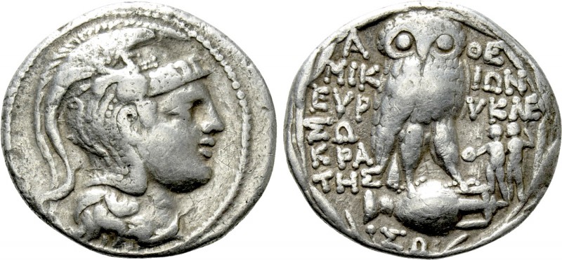ATTICA. Athens. Tetradrachm (124/3 BC). New Style Coinage. Mikion, Euryklei- and...