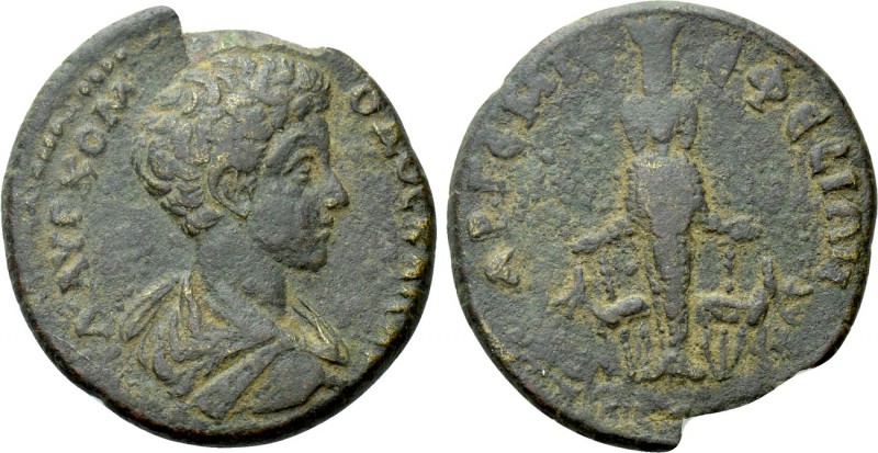 IONIA. Ephesus. Commodus (Caesar, 166-177). Ae. 

Obv: Λ ΑΥΡ ΚΟΜΟΔΟС ΚΑΙСΑΡ. ...
