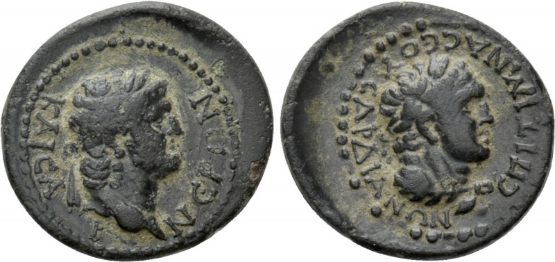 LYDIA. Sardis. Nero (54-68). Ae. Ti. Claudius Mnaseas, magistrate. 

Obv: NЄPΩ...