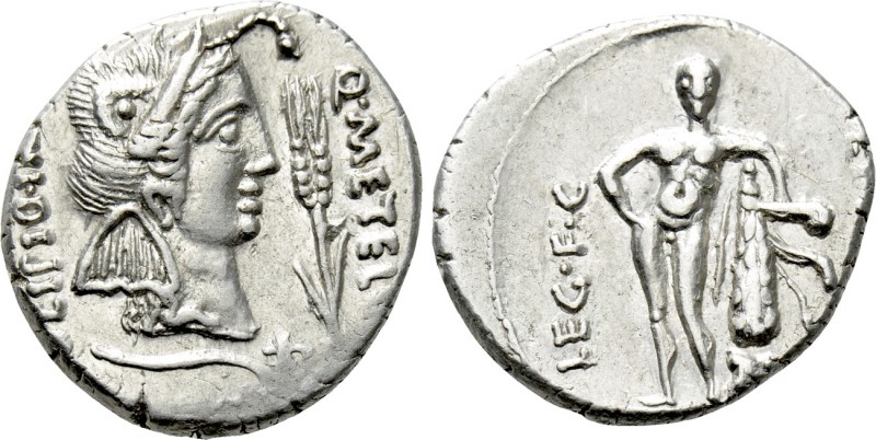 Q. CAECILIUS METELLUS PIUS SCIPIO and EPPIUS. Denarius (47-46 BC). Military mint...