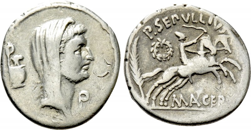MARK ANTONY. Denarius (44 BC). Rome. P. Sepullius Macer, moneyer.

Obv: Veiled...