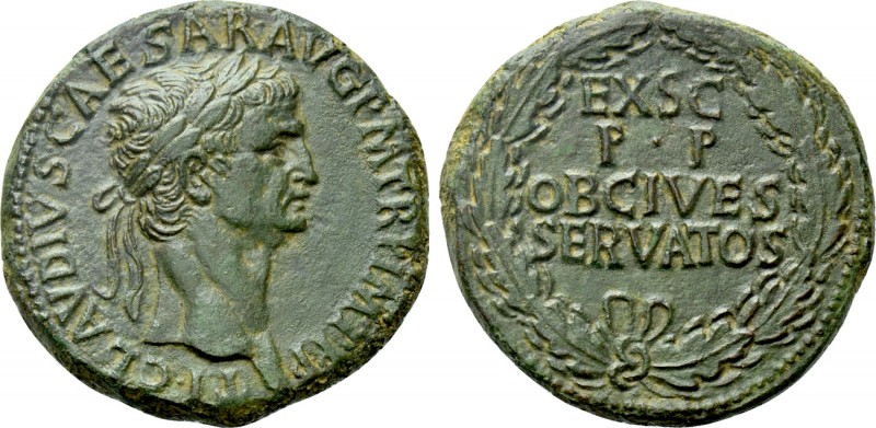 CLAUDIUS (41-54). Sesterius. Rome.

Obv: TI CLAVDIVS CAESAR AVG P M TR P IMP P...
