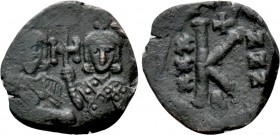 LEO III THE ISAURIAN with CONSTANTINE V (717-741). Half Follis. Constantinople.
